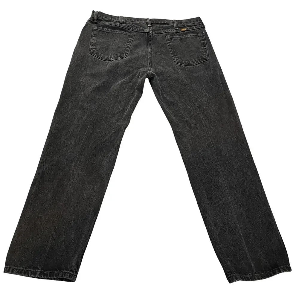Rustler Faded Black Denim Jeans Mens Relaxed Fit 38x30 (40x30 Tag) Straight Leg